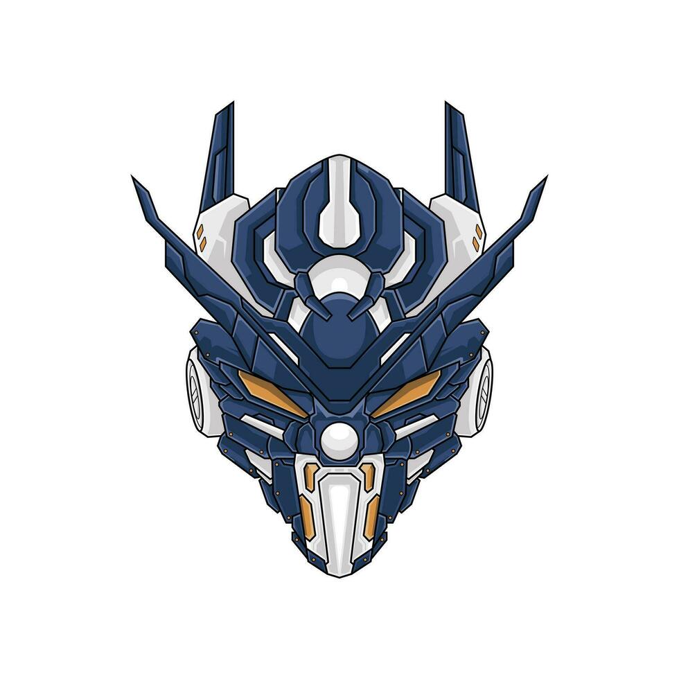 warrior robot head logo illustration. vector