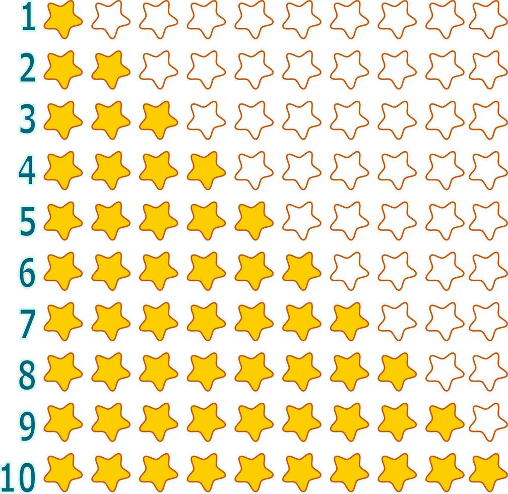 set of stars to display for ten rating. Infographic vector illustration.