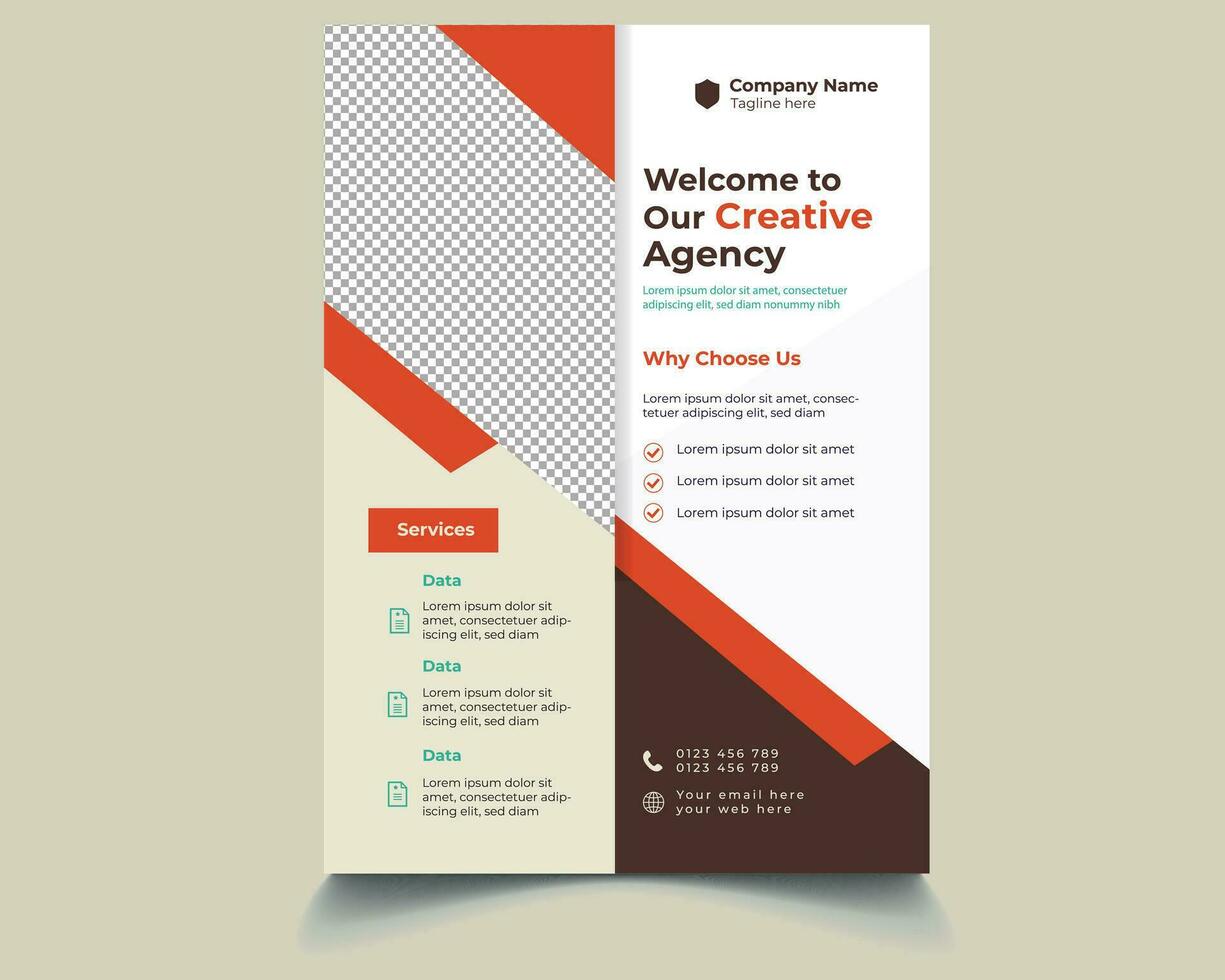 A business flyer template with a red and white design vector