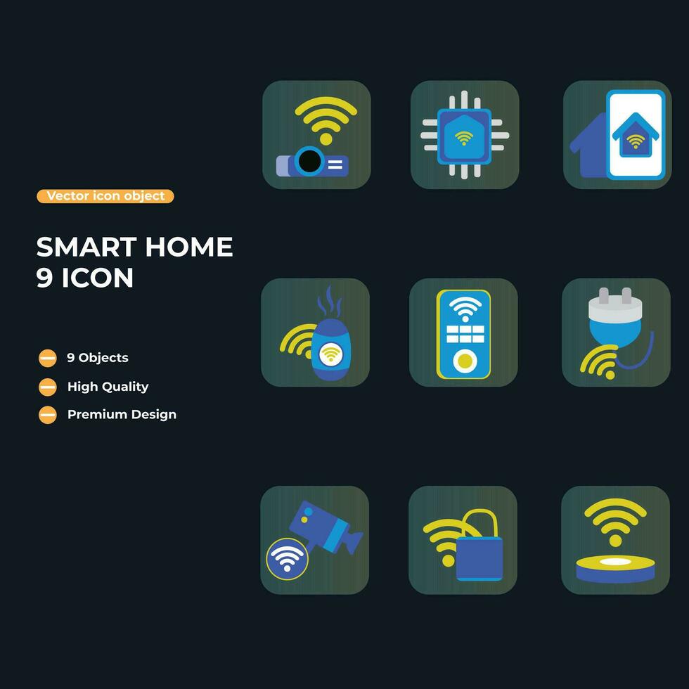Smart home icon set. Solid icon vector collection.