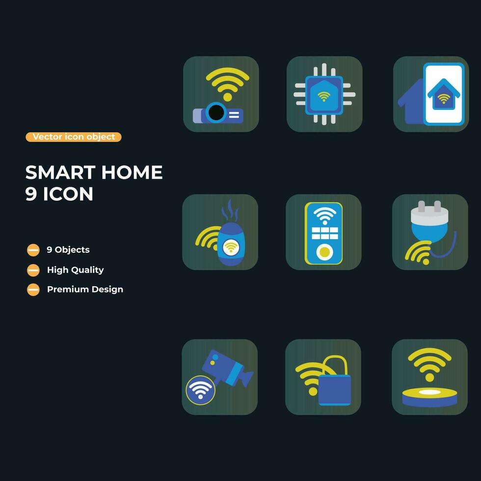 inteligente hogar icono colocar. sólido icono vector recopilación.