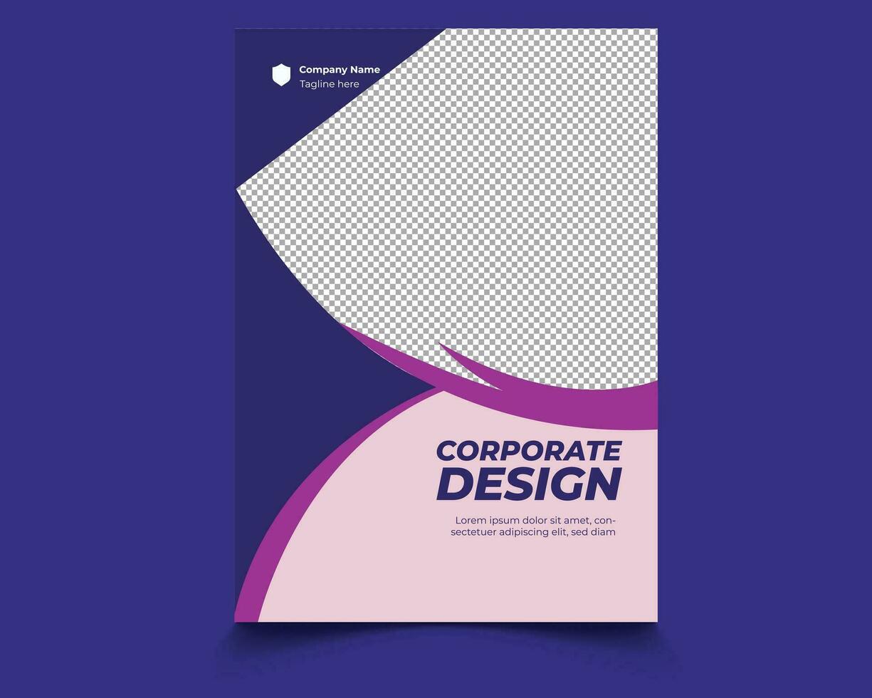 A brochure design with purple and white lines vector