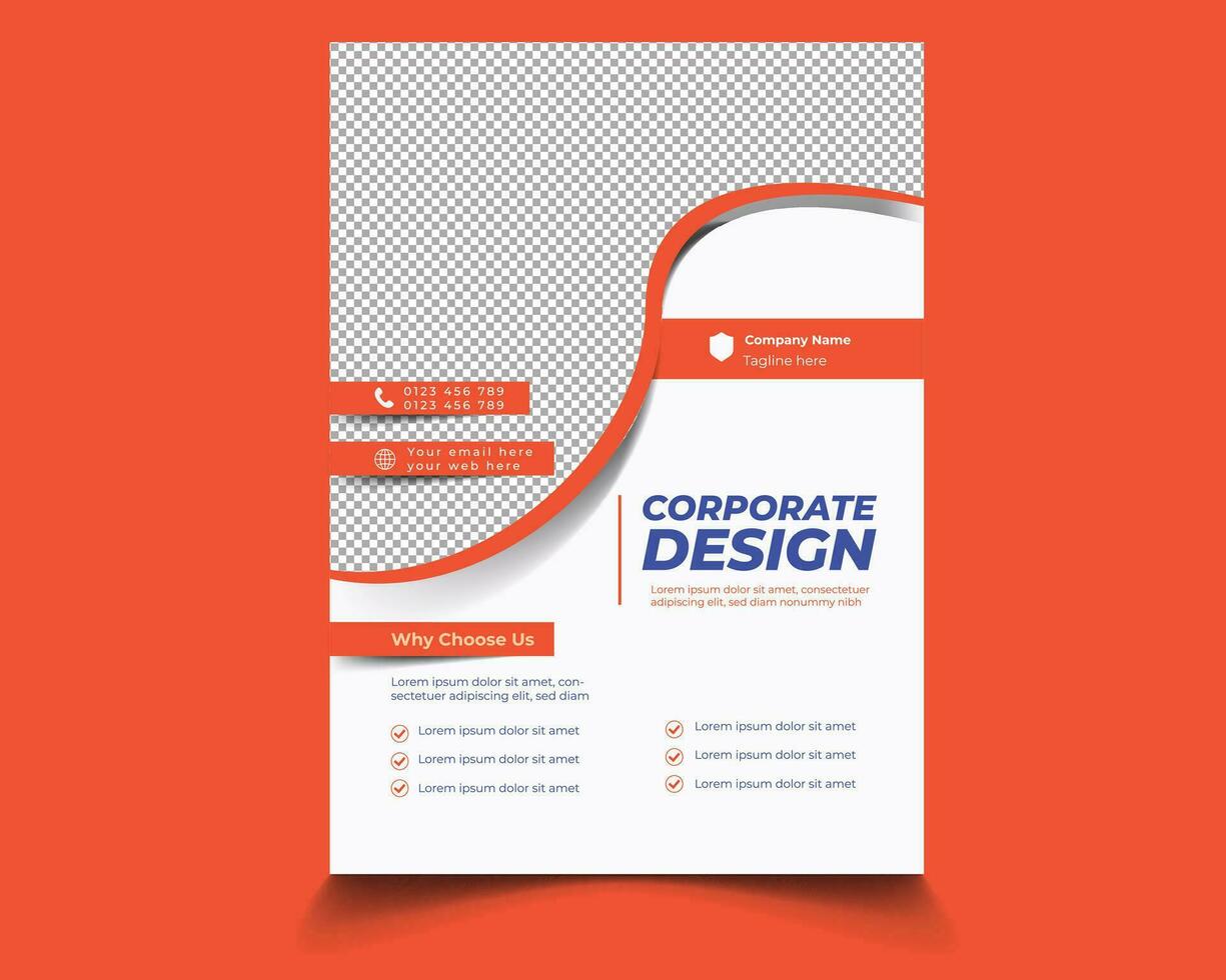 Corporate design template with orange background. vector