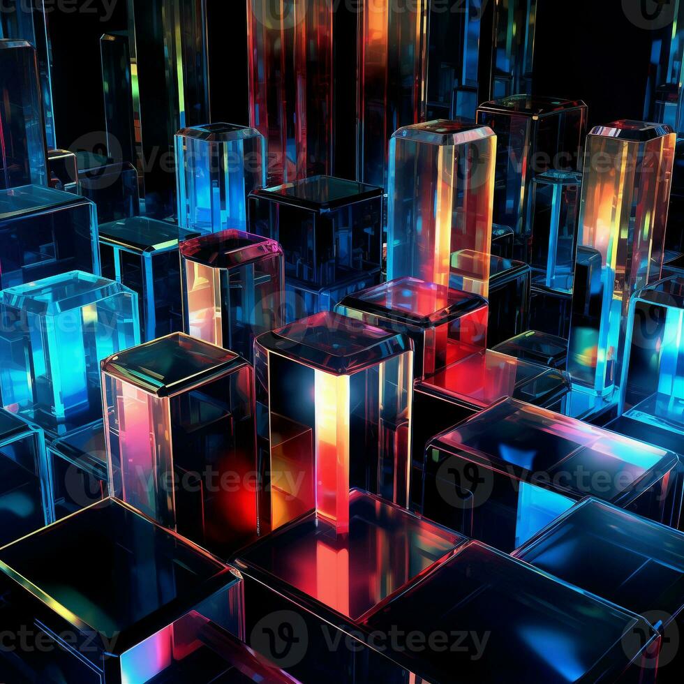 3D Abstract background Abstract tech city background abstract cubes background digital square background ai generated photo