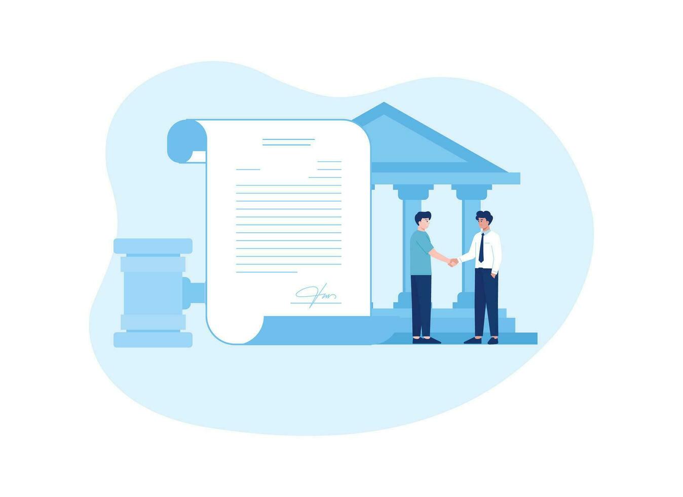 Client contract signature to attorney concept flat illustration vector