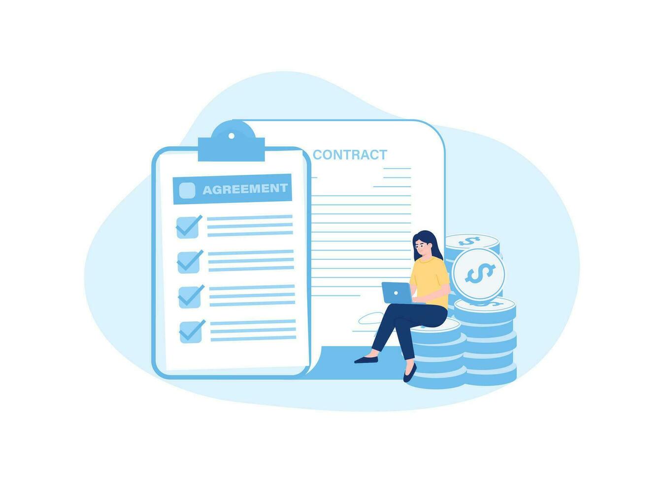 Completion of contracts for cooperation concept flat illustration vector