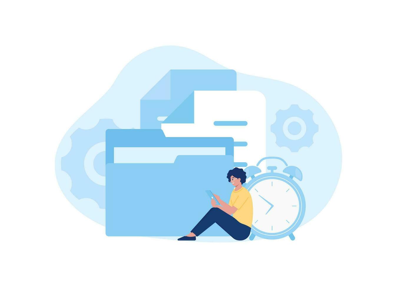 time management concept flat illustration vector