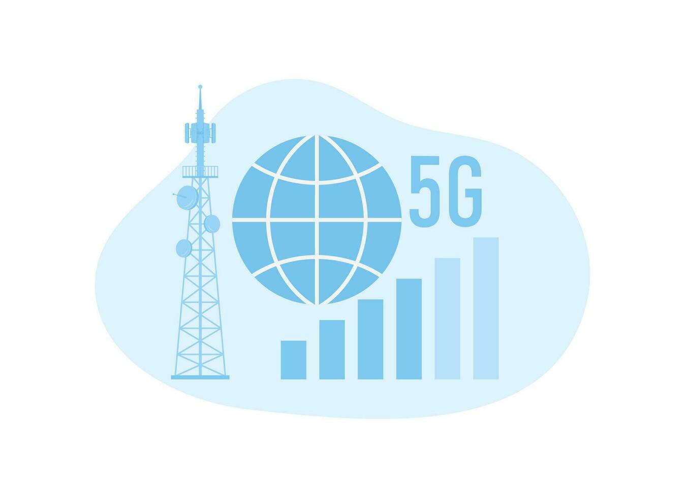 5G signal network concept flat illustration vector