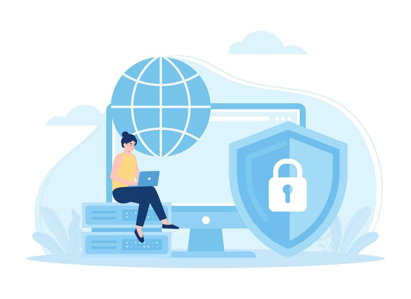 Software security concept flat illustration vector