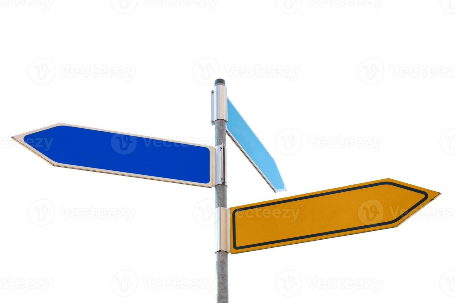 blank signs pointing in different directions photo