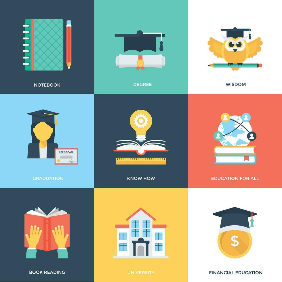 Innovative Flat Education Icons vector