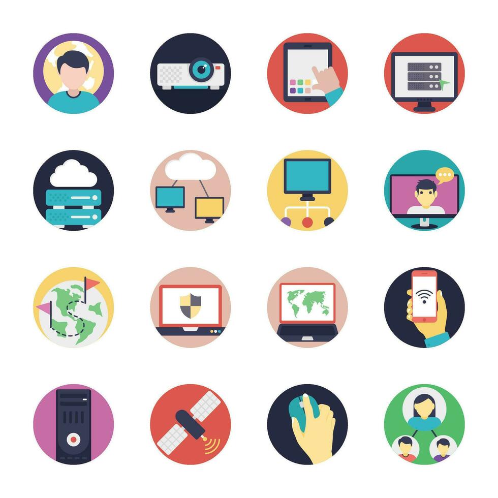 A Pack of Internet Flat Icons vector