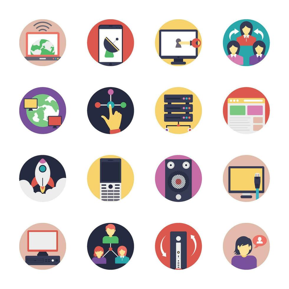 A Pack of Internet Flat Icons vector