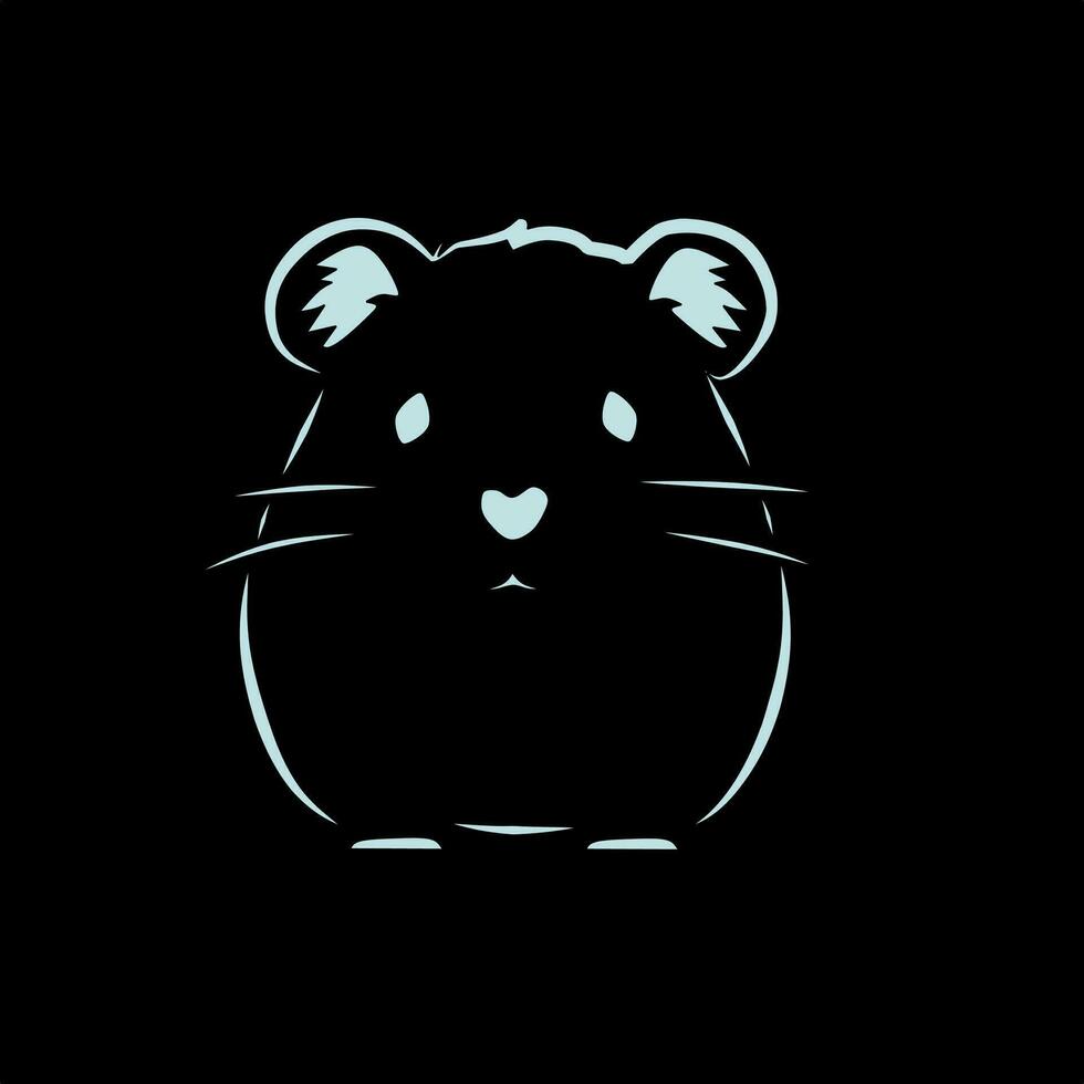 hamster animal blue line vector on black background