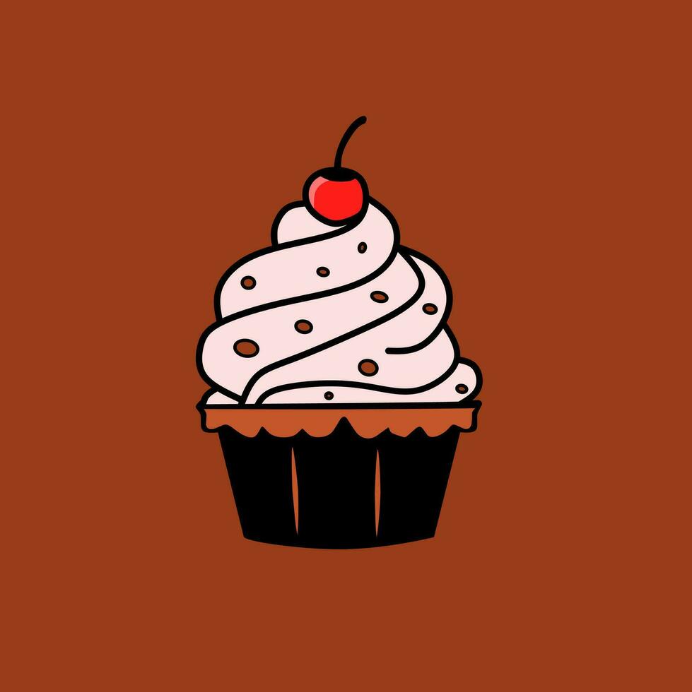 pink cream cake vector animated clipart on chocolate background