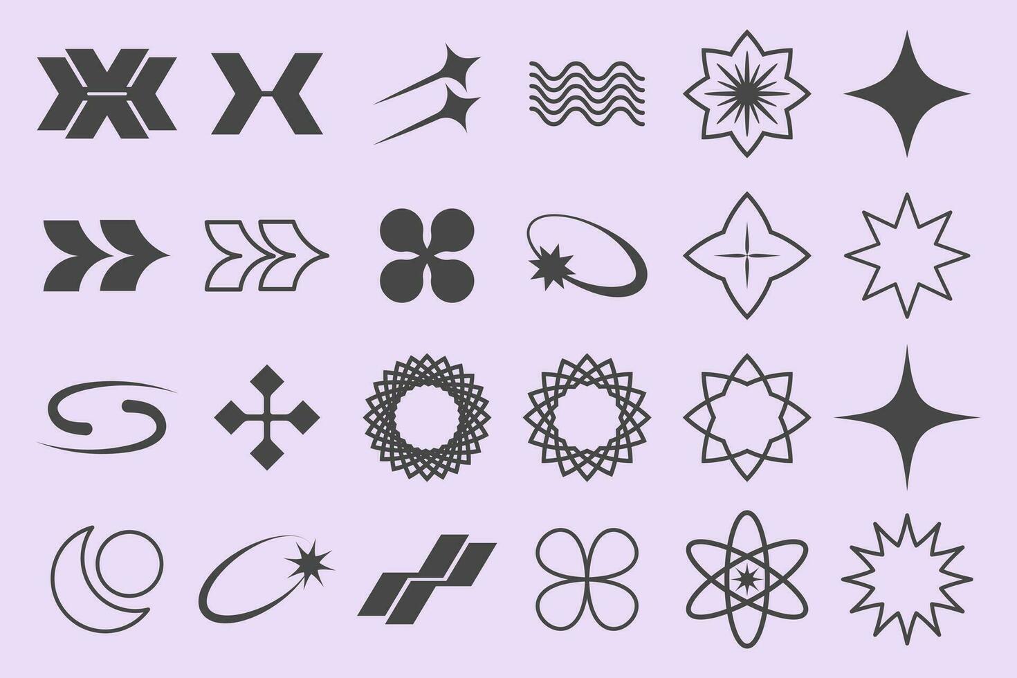 y2k símbolo retrofuturismo colocar, diseño elementos para logo plantillas en moderno minimalista estilo. retro estrellas íconos y gráfico elementos para carteles vector
