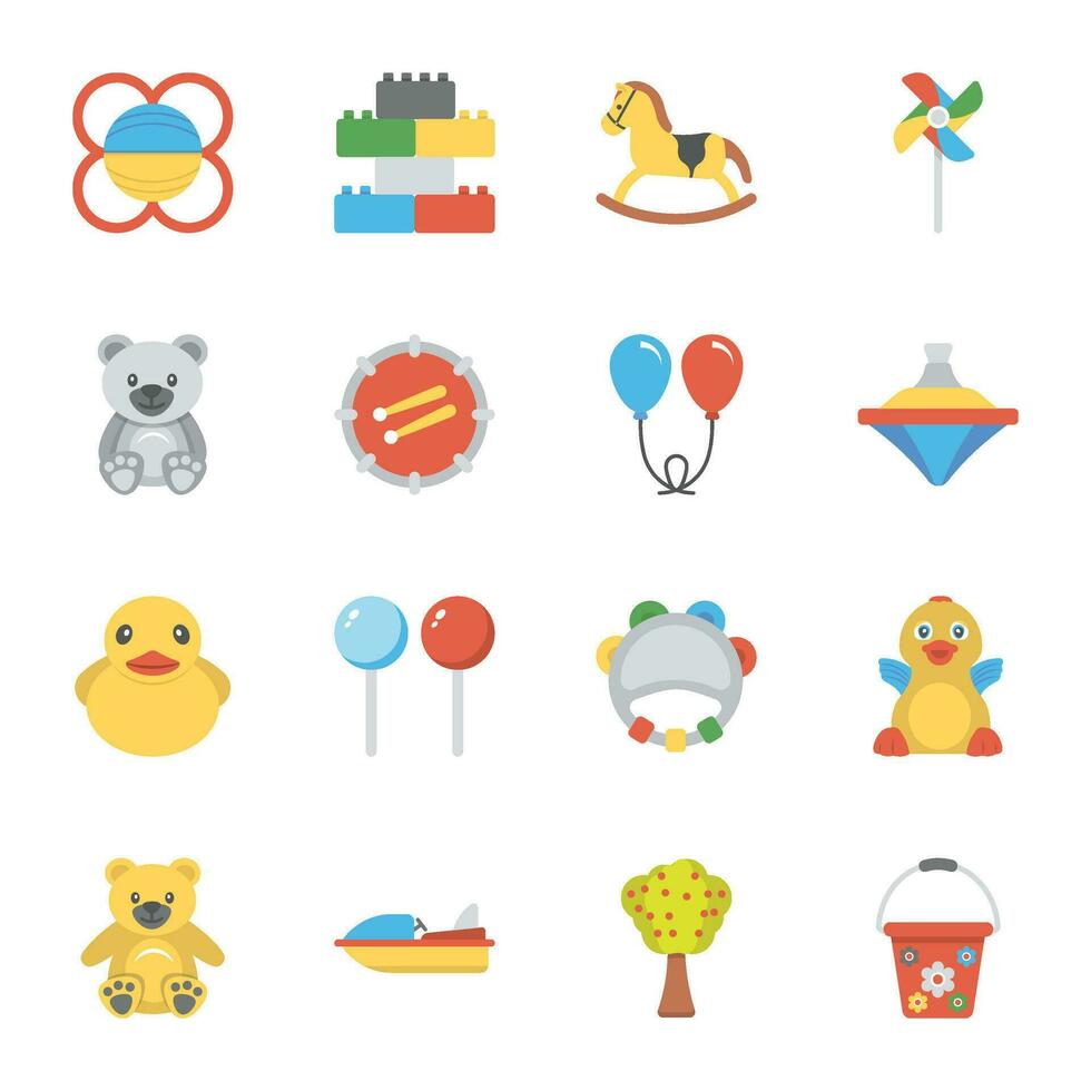 Pack of Childhood and Kids Accessories Icons vector