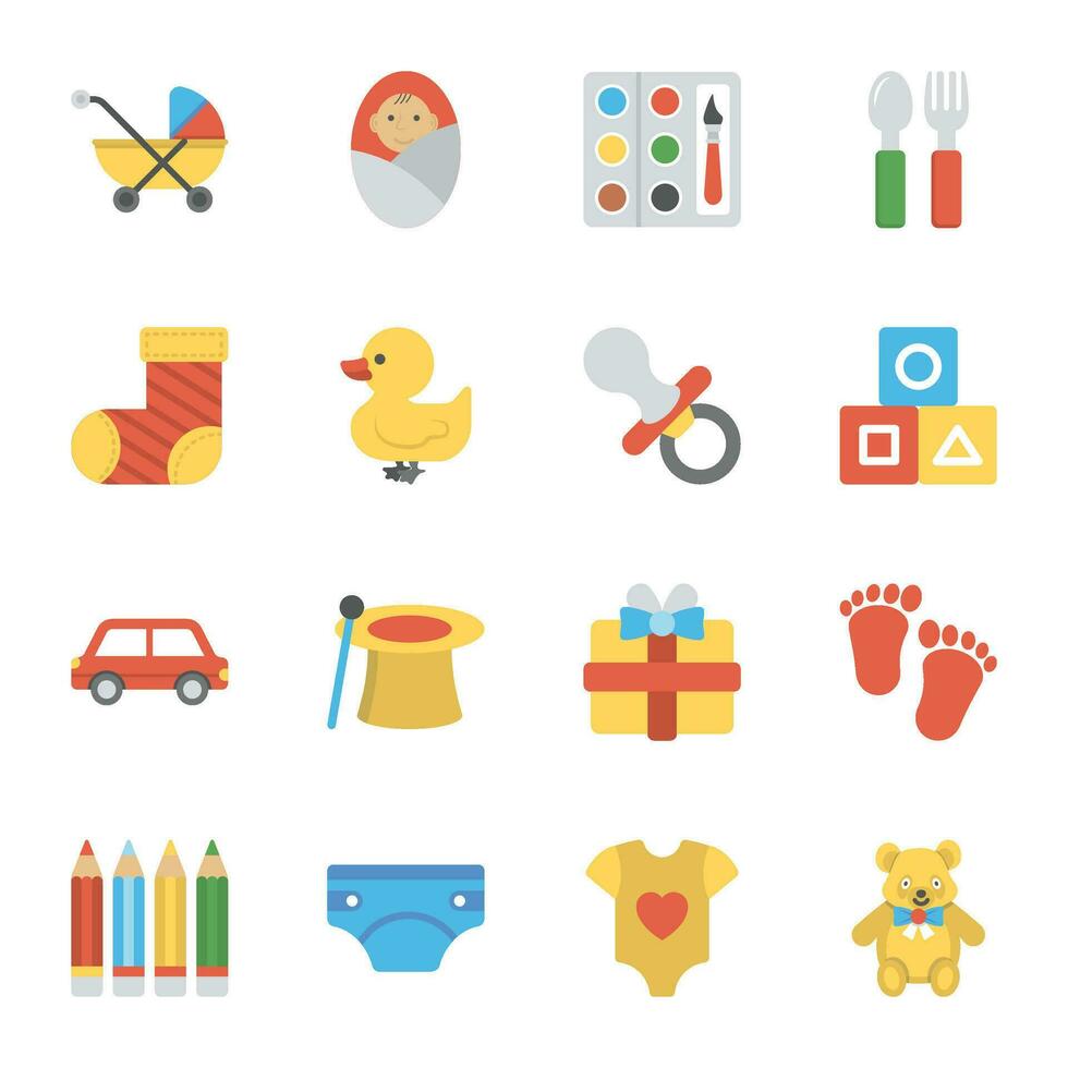 Pack of Kids Accessories Icons vector