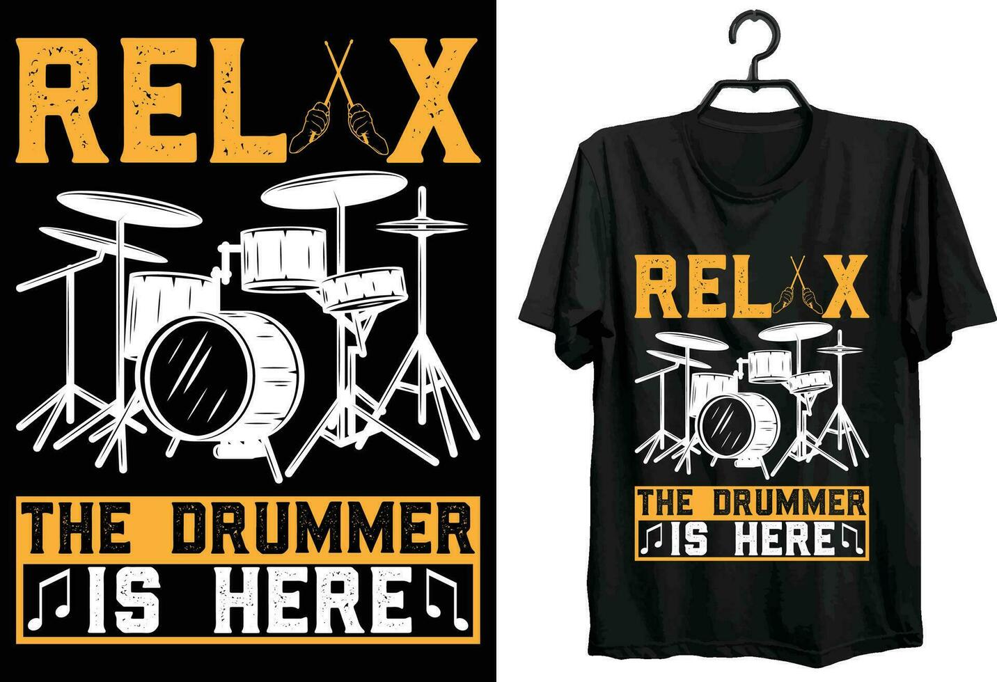 Drummer T-shirt Design. Funny Gift Item Drummer T-shirt Design For All People And Drum Lovers. vector