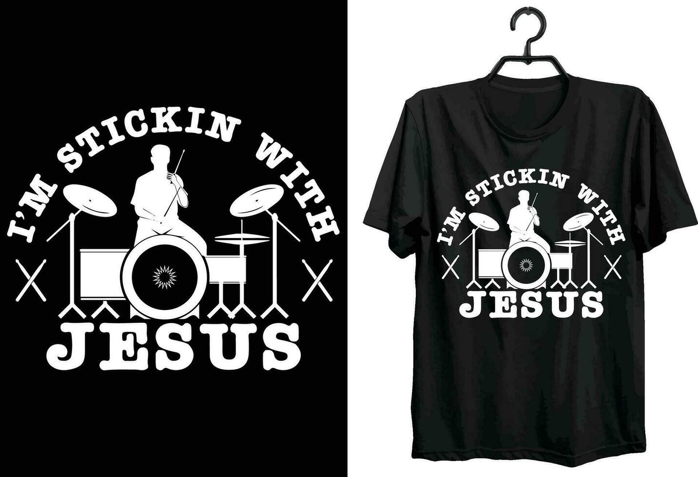 Drummer T-shirt Design. Funny Gift Item Drummer T-shirt Design For All People And Drum Lovers. vector