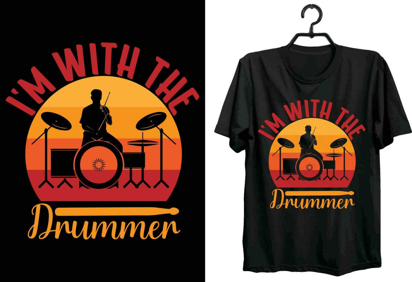 Drummer T-shirt Design. Funny Gift Item Drummer T-shirt Design For All People And Drum Lovers. vector