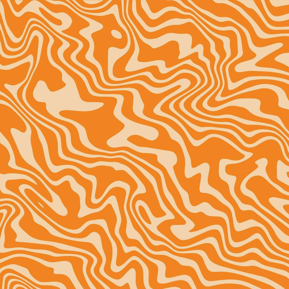 Retro psychedelic background for social media post. Trendy 70s distorted wavy square backdrop in groovy style. Vector abstract trippy pattern. Twisted ripple marble texture
