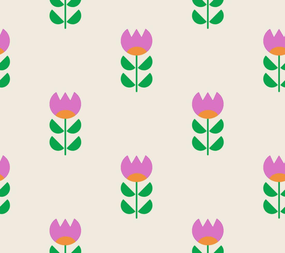 sin costura modelo con tulipán flor en mínimo escandinavo estilo. vector floral antecedentes en plano estilo. sencillo modelo para diseño, tarjeta, cubrir, paquete, envase papel, textil, tela