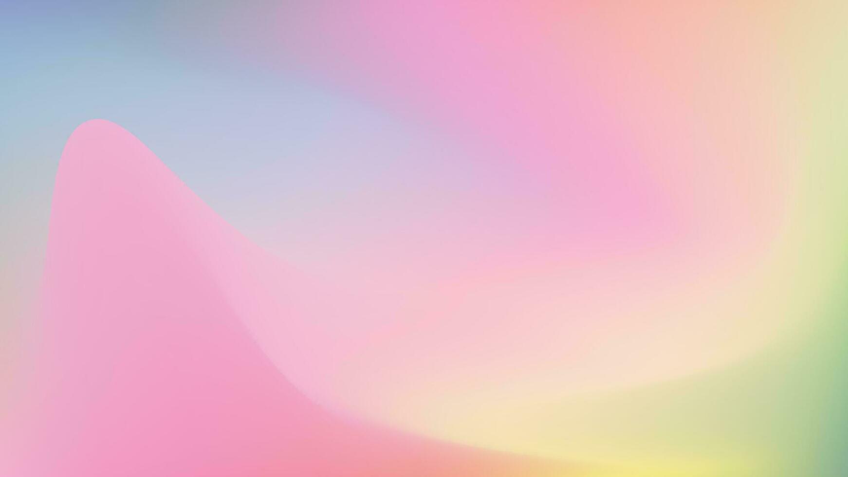 Abstract blurry gradient background in pastel holographic  colors. Blurred fluid wavy texture. Smooth transitions of iridescent colors. Modern colorful backdrop for banner, flyer, website vector
