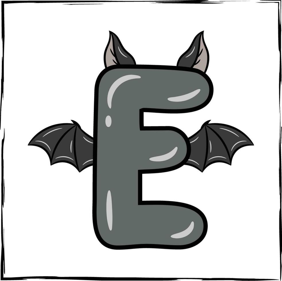 Halloween English Alphabet letter E bat drawing 27876988 Vector Art at