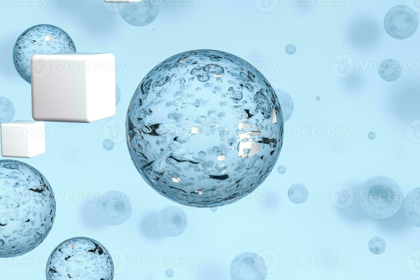 3d rendering, drop of water with light blue background photo