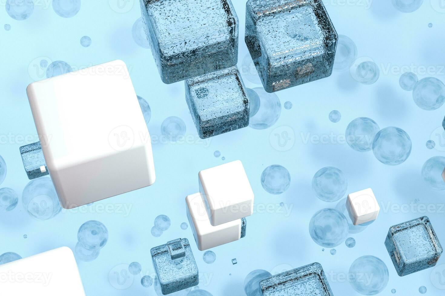 3d rendering, drop of water with light blue background photo