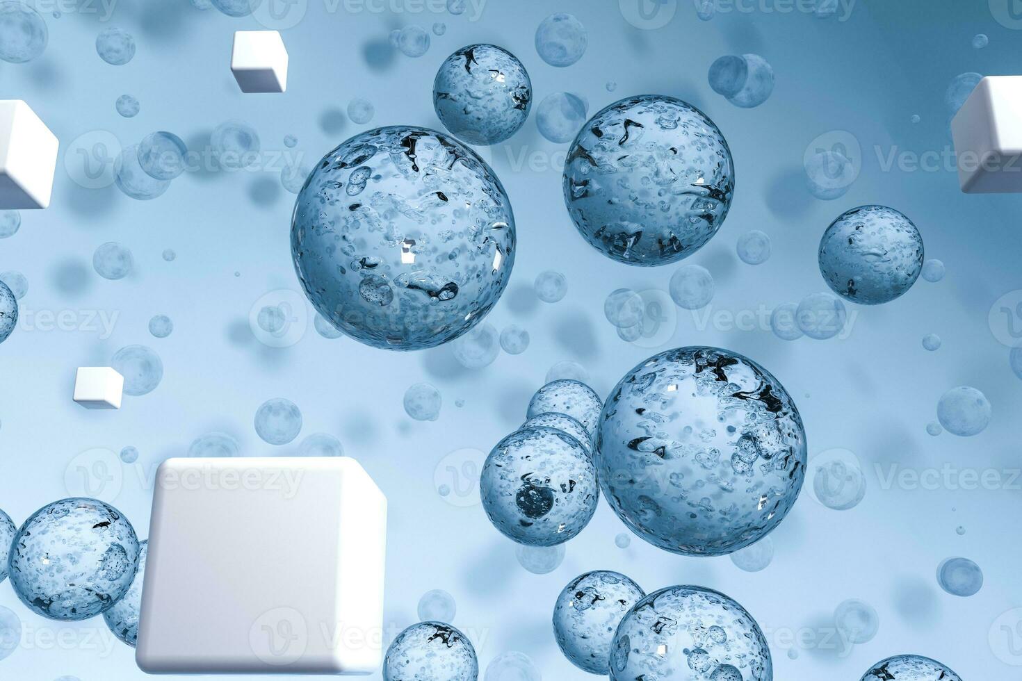 3d rendering, drop of water with light blue background photo