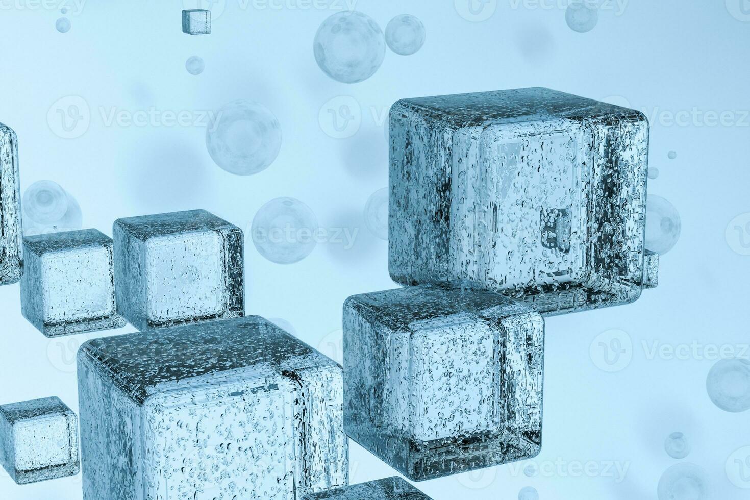 3d rendering, drop of water with light blue background photo