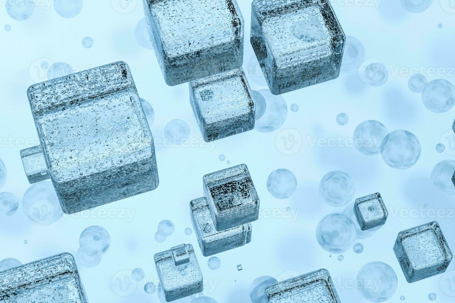 3d rendering, drop of water with light blue background photo
