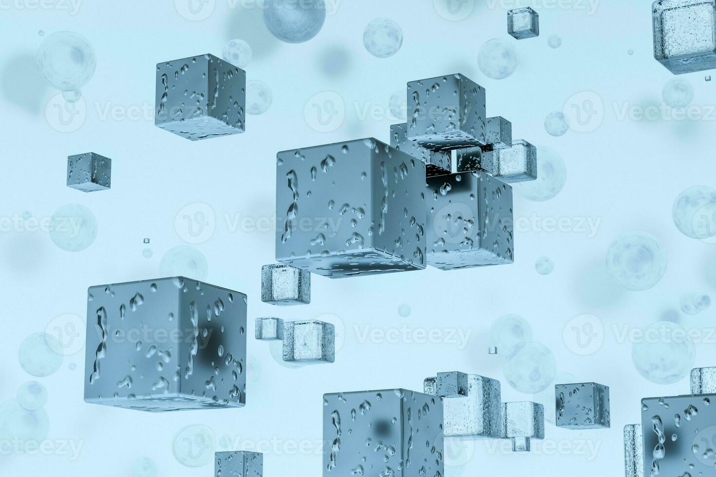 3d rendering, drop of water with light blue background photo