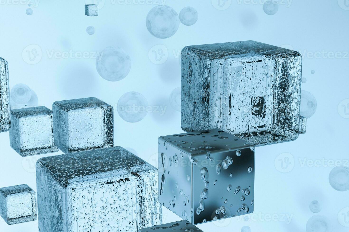 3d rendering, drop of water with light blue background photo