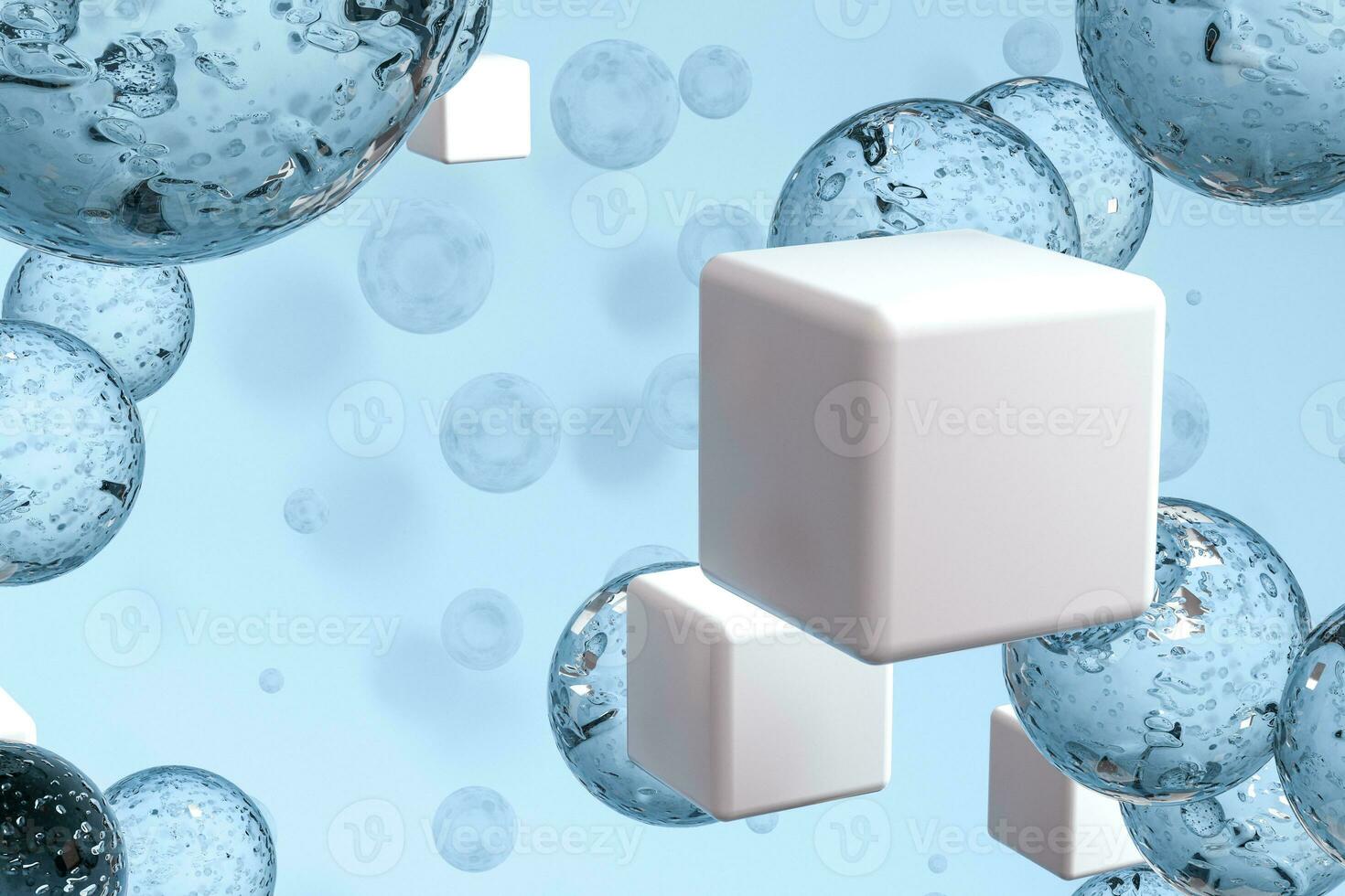 3d rendering, drop of water with light blue background photo