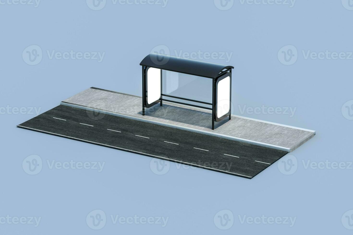 3d rendering, advertising billboard on the side of road. photo