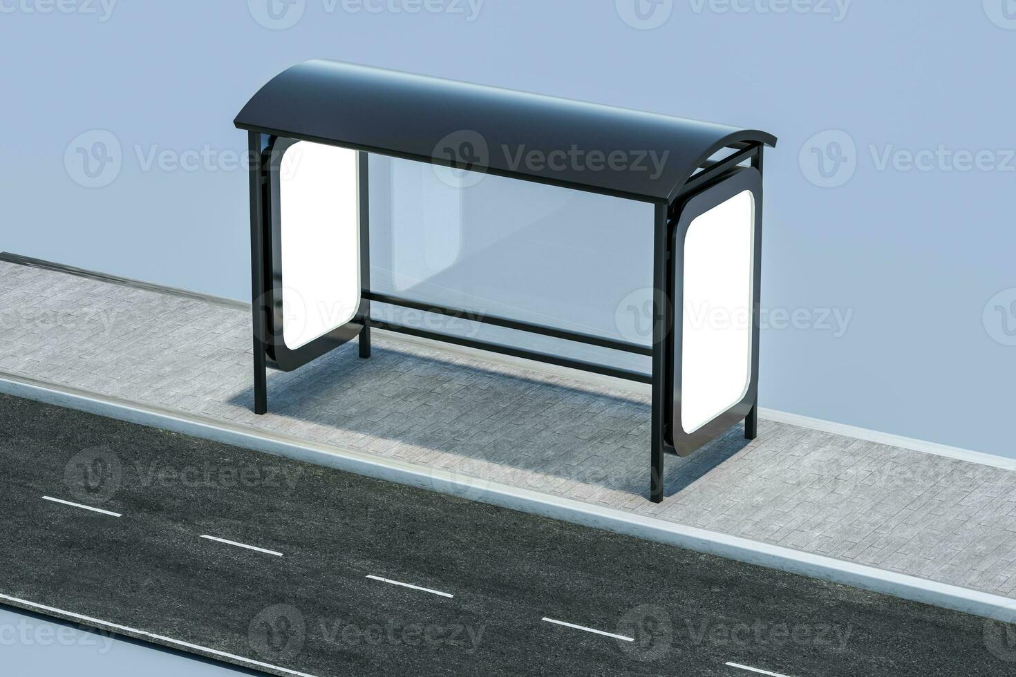 3d rendering, advertising billboard on the side of road. photo