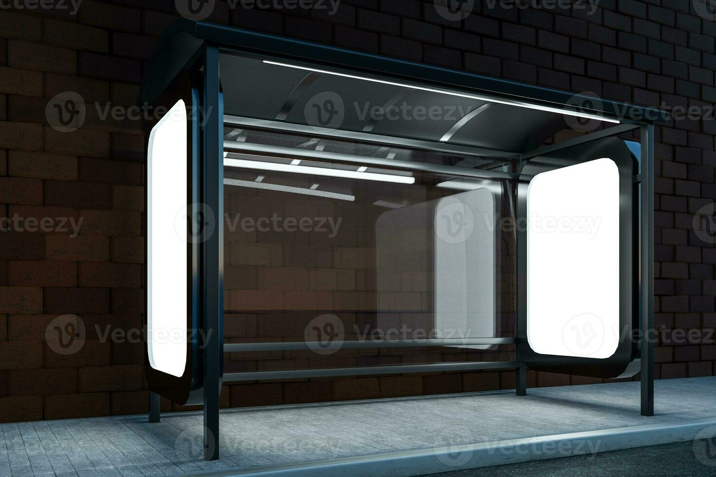 3d rendering, advertising billboard on the side of road. photo