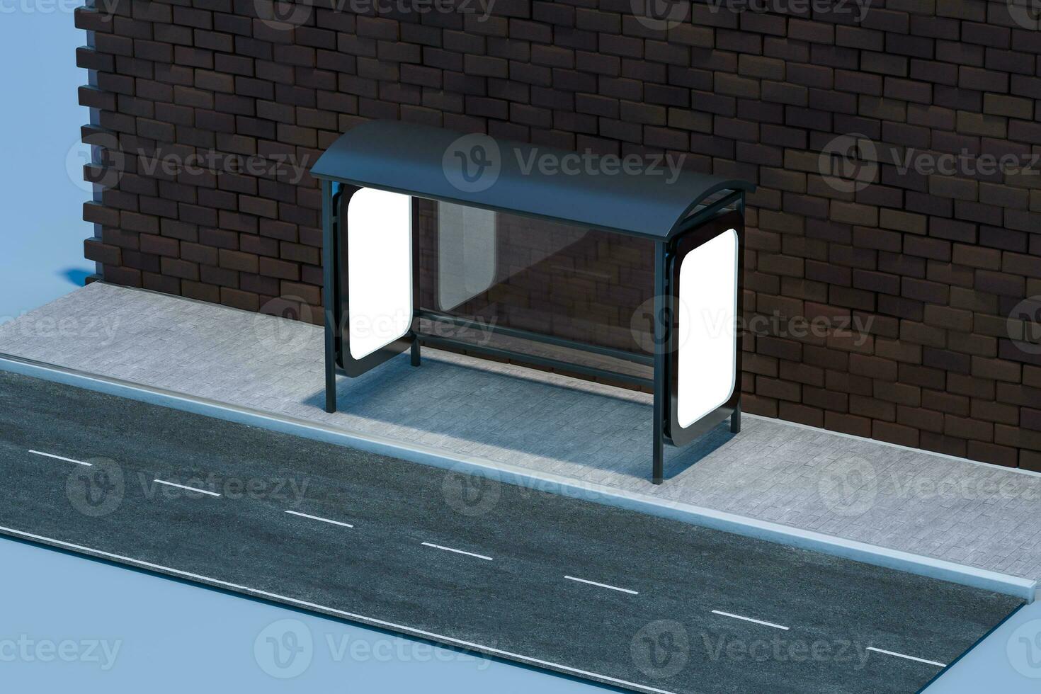 3d rendering, advertising billboard on the side of road. photo