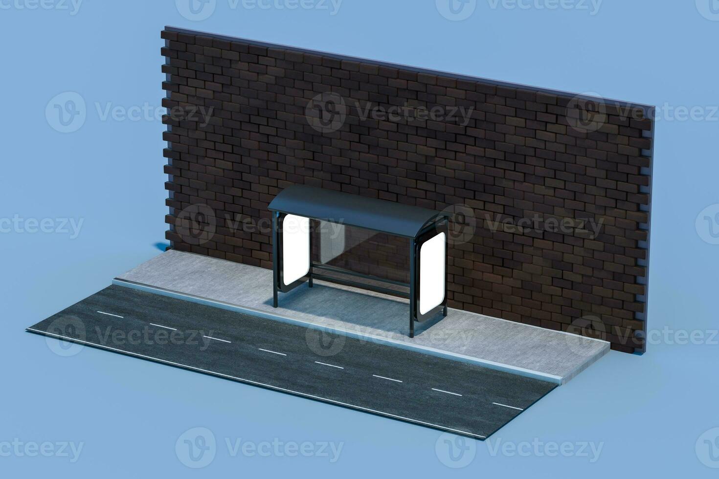 3d rendering, advertising billboard on the side of road. photo
