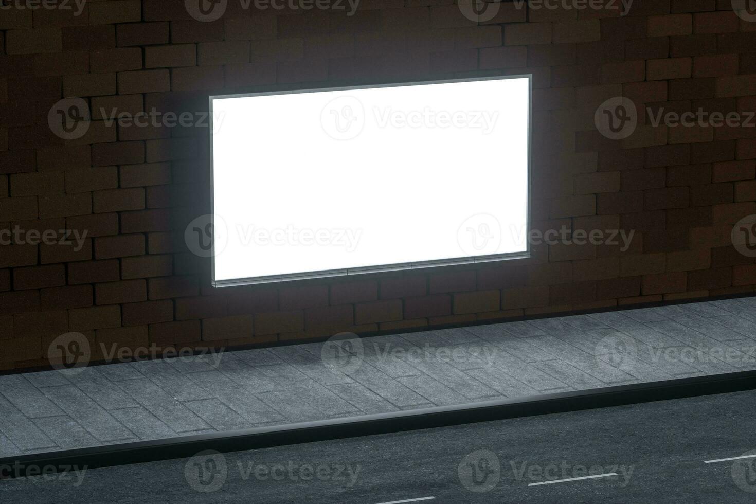 3d rendering, advertising billboard on the side of road. photo