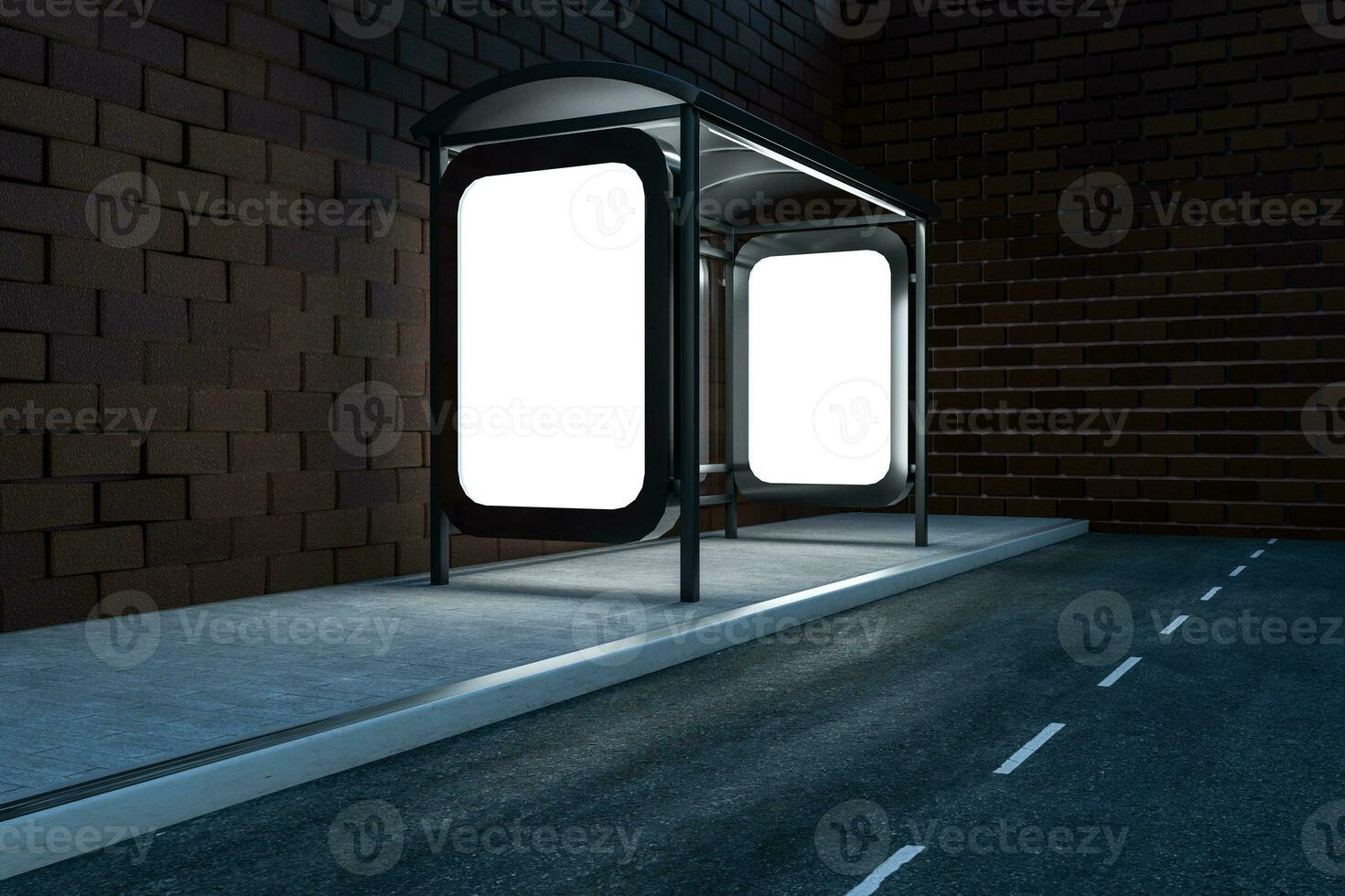 3d rendering, advertising billboard on the side of road. photo