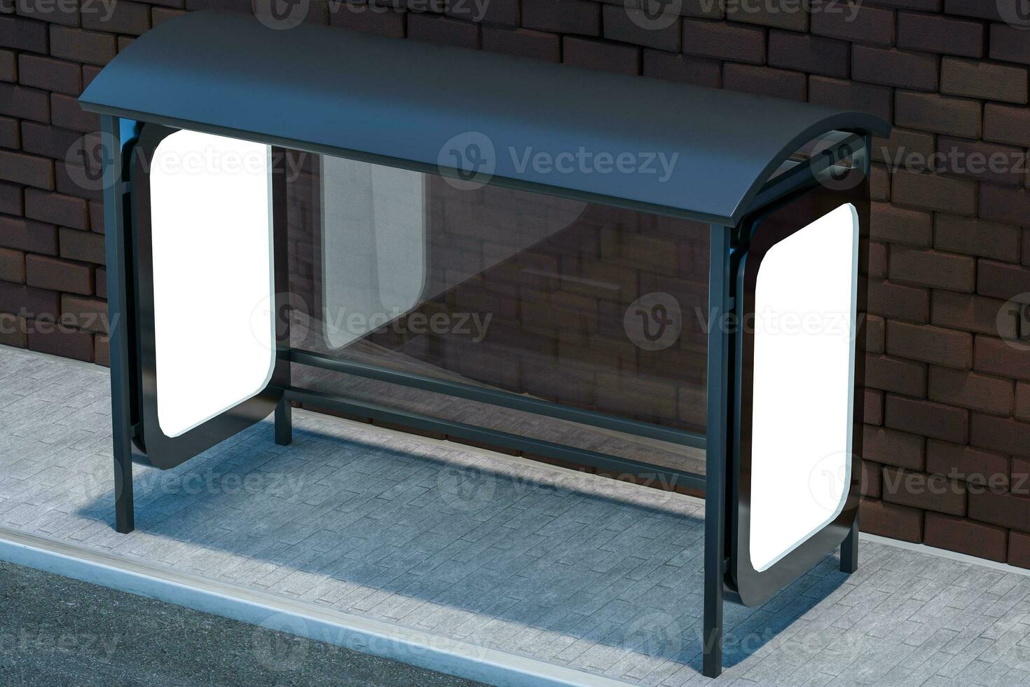 3d rendering, advertising billboard on the side of road. photo