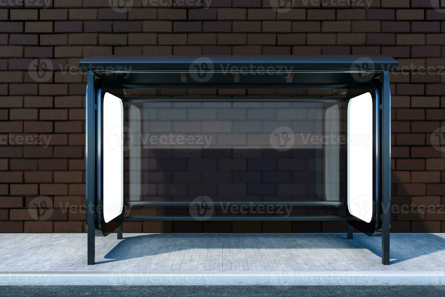 3d rendering, advertising billboard on the side of road. photo