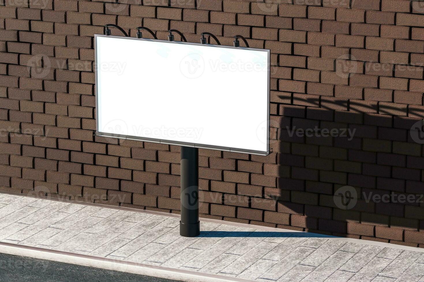 3d rendering, advertising billboard on the side of road. photo