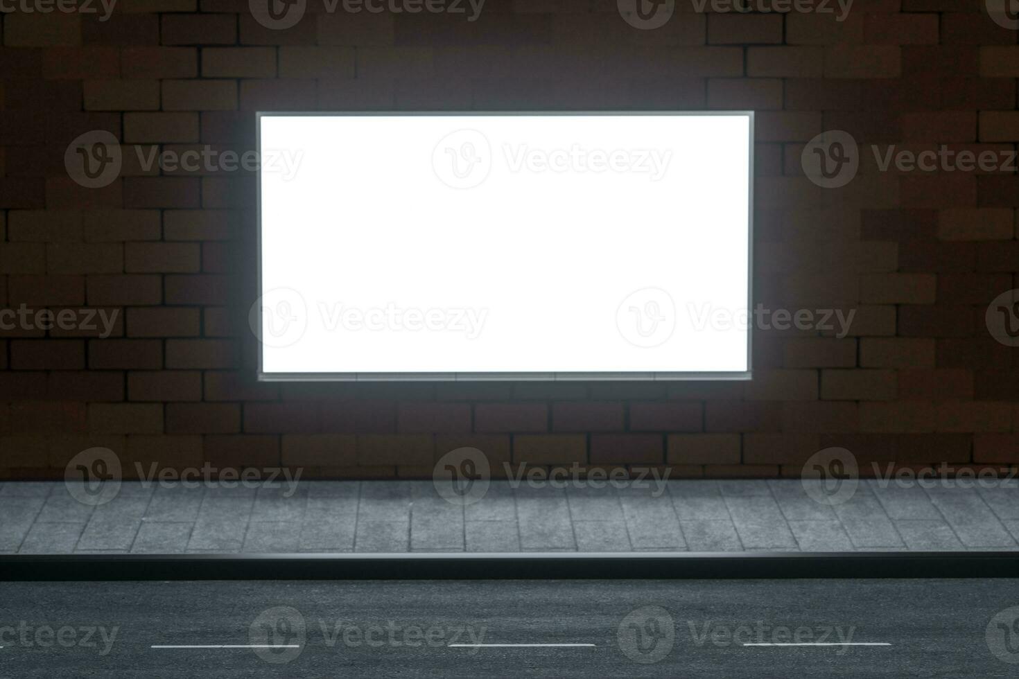 3d rendering, advertising billboard on the side of road. photo