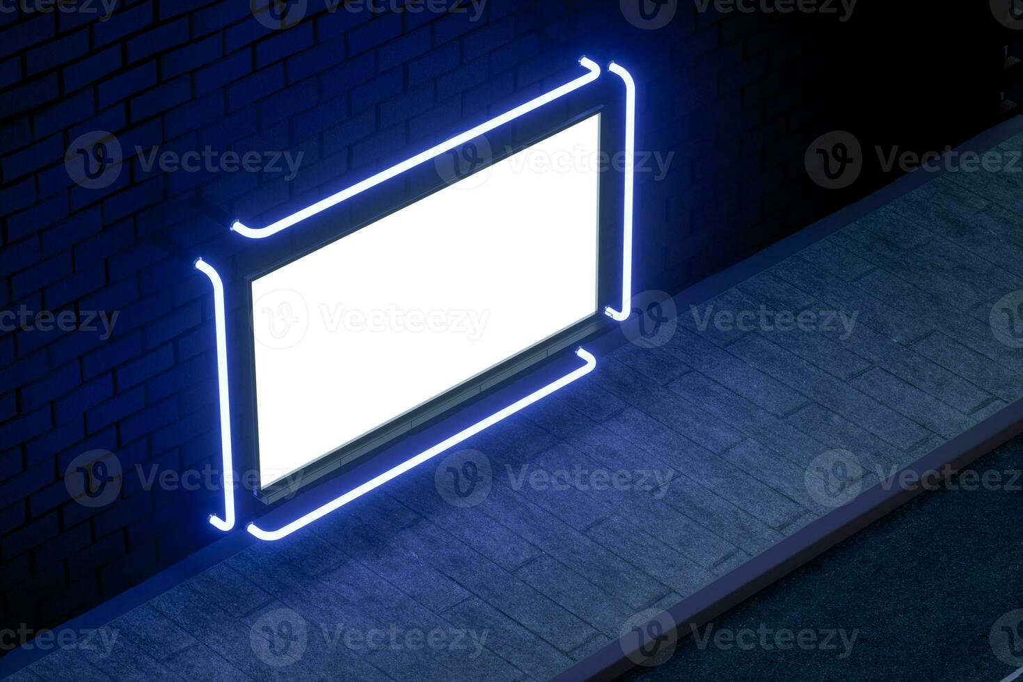 3d rendering, advertising billboard on the side of road. photo