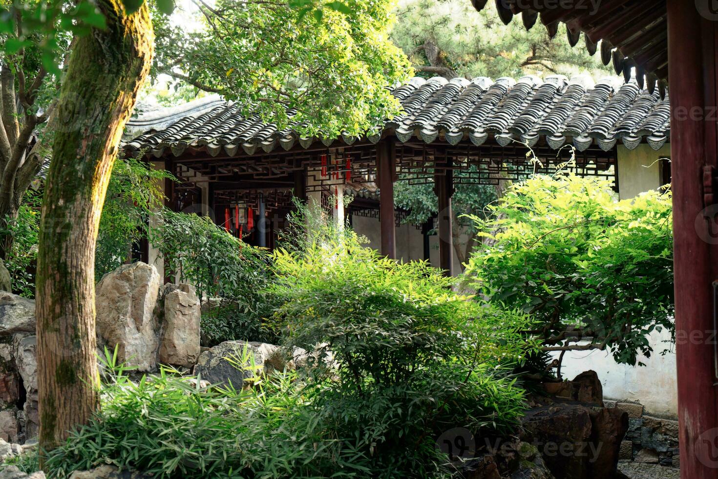 the autumn in the traditional park in China photo